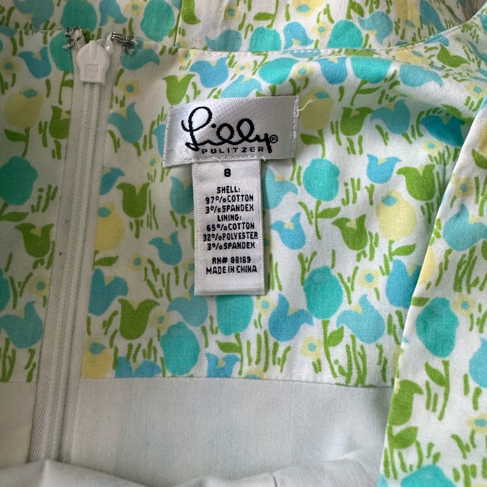 Lilly Pulitzer Blue Green Floral Shift Dress - Picture 4 of 4